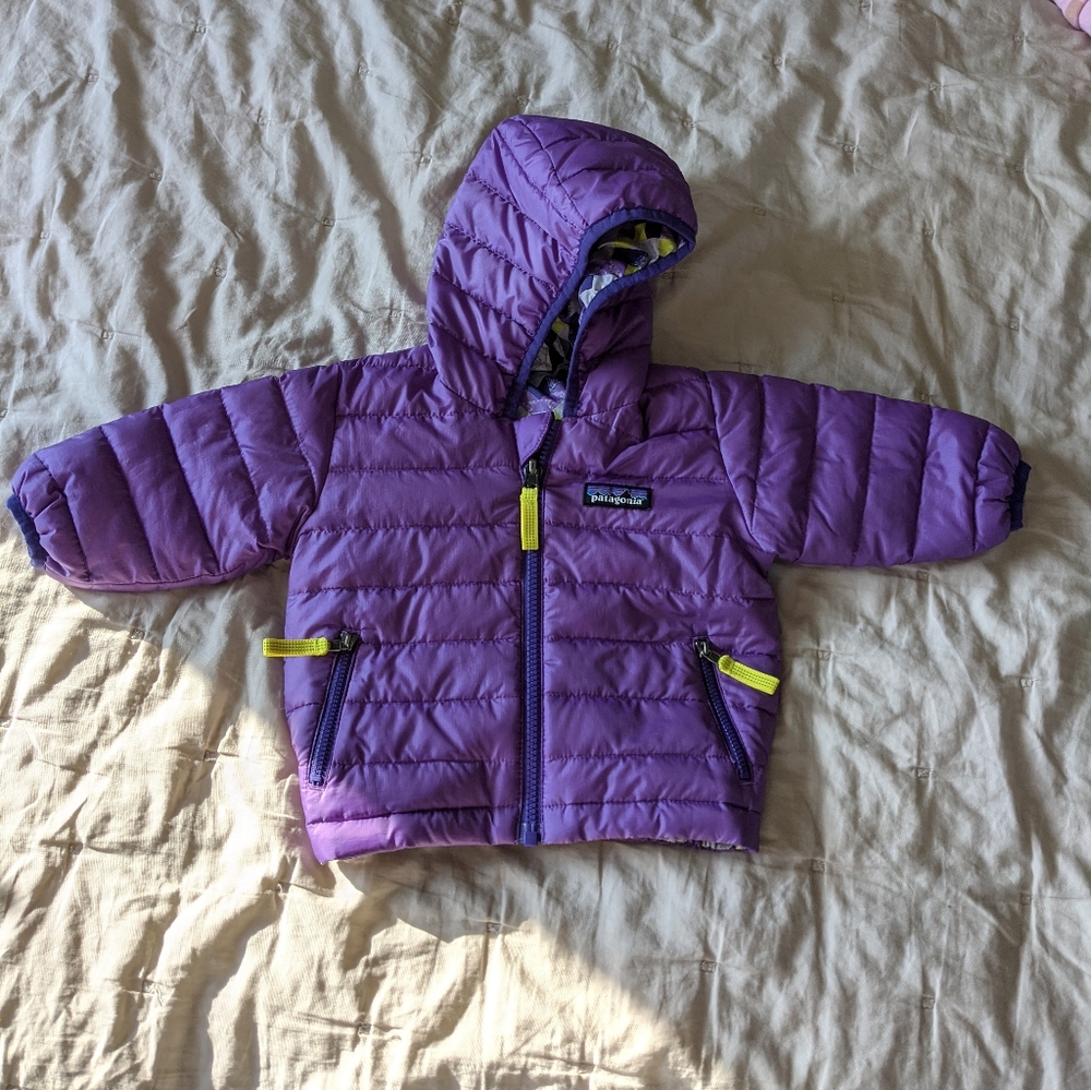 Patagonia Purple down jacket 3-6 month reversable